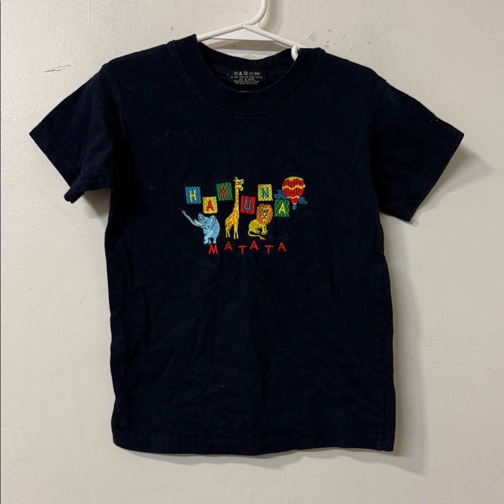 Kids Black Graphic Tee with Hakuna Matata Design